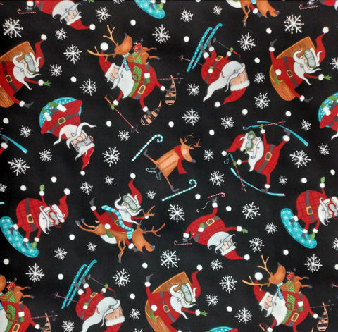 Extreme Santa - Santa Toss Black by Northcott Fabrics 1/2yd Cuts 2 Coordinating Fabrics