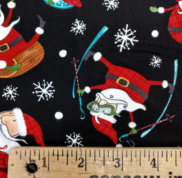 Extreme Santa - Santa Toss Black by Northcott Fabrics 1/2yd Cuts 2 Coordinating Fabrics
