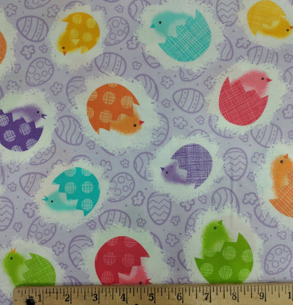 Spring Chickens Lavender by Northcott Fabrics 1/2yd Cuts 2 Coordinating Fabrics