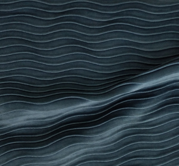 Raina Velvet - Prussian; Wavy Velvet Fabric in 7 Colour Ways Available in 1/2 Yard Cuts