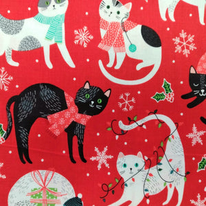 Santa Paws - Cats (Red) by Northcott Fabrics 1/2yd Cuts