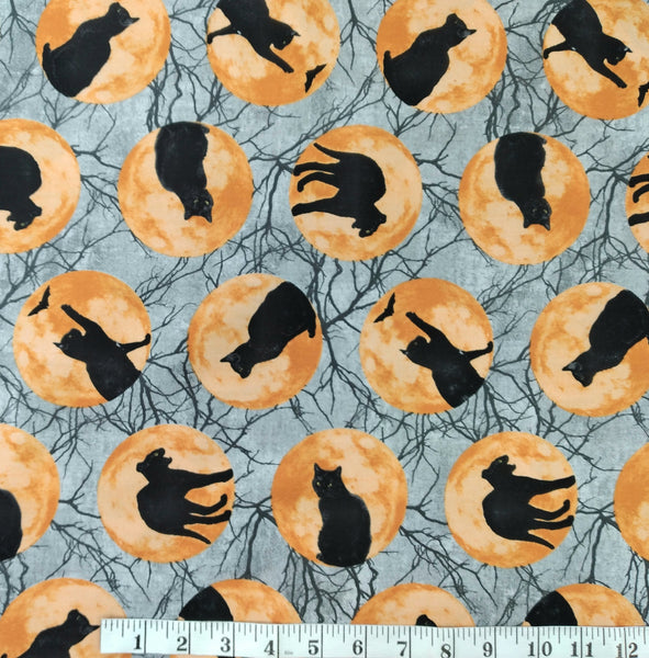 Black Cat Capers - Cats in Moon by Northcott 1/2yd Cuts