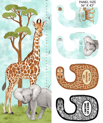 Baby Safari Growth Chard & Bibs by Northcott 1/2yd Cuts