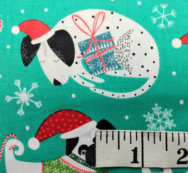 Santa Paws - Dogs (Turquoise) by Northcott Fabrics 1/2yd Cuts