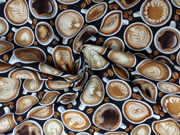 Cafe Culture - lookin' Down Coffee Cups by Northcott 1/2yd Cuts