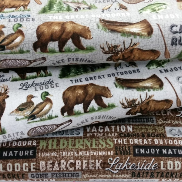 Lakeside Lodge -  Brown Multi QUILTER'S FLANNEL by Northcott 1/2yd Cuts