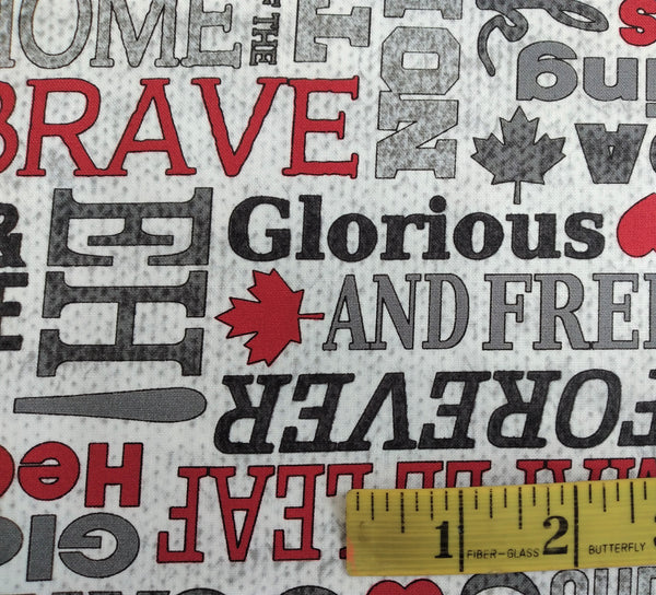 Canadiana - My Canada, Words Light Grey by Northcott 1/2yd Cuts