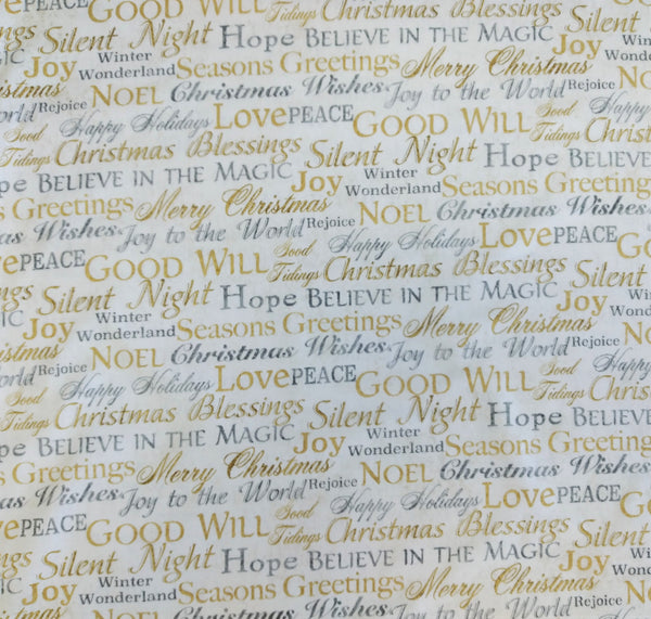 White Christmas - Words by Northcott Fabrics 1/2yd Cuts